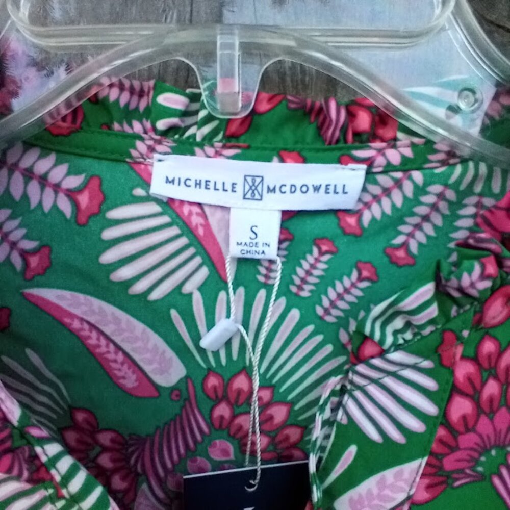 Michelle McDowell Toucan Tango Dress Women S Green Colored Tunic Poplin New - Picture 7 of 13